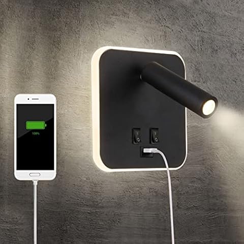 TWSXTE Nachttischlampe schwenkbar USB-Aufladung Wandleuchte Schlafzimmer Strahler Schlafzimmer Licht zum Lesen 3000K Cover