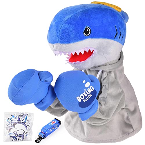 Animal Hand Puppets For Kids - Boxing Shark Tiger Giraffe Hand Puppets Interactive Social Skills Plush Toy With Fun Voice Decompression Toys For Children's Day, Birthday Boys Girls Kids(Shark) #TOP4