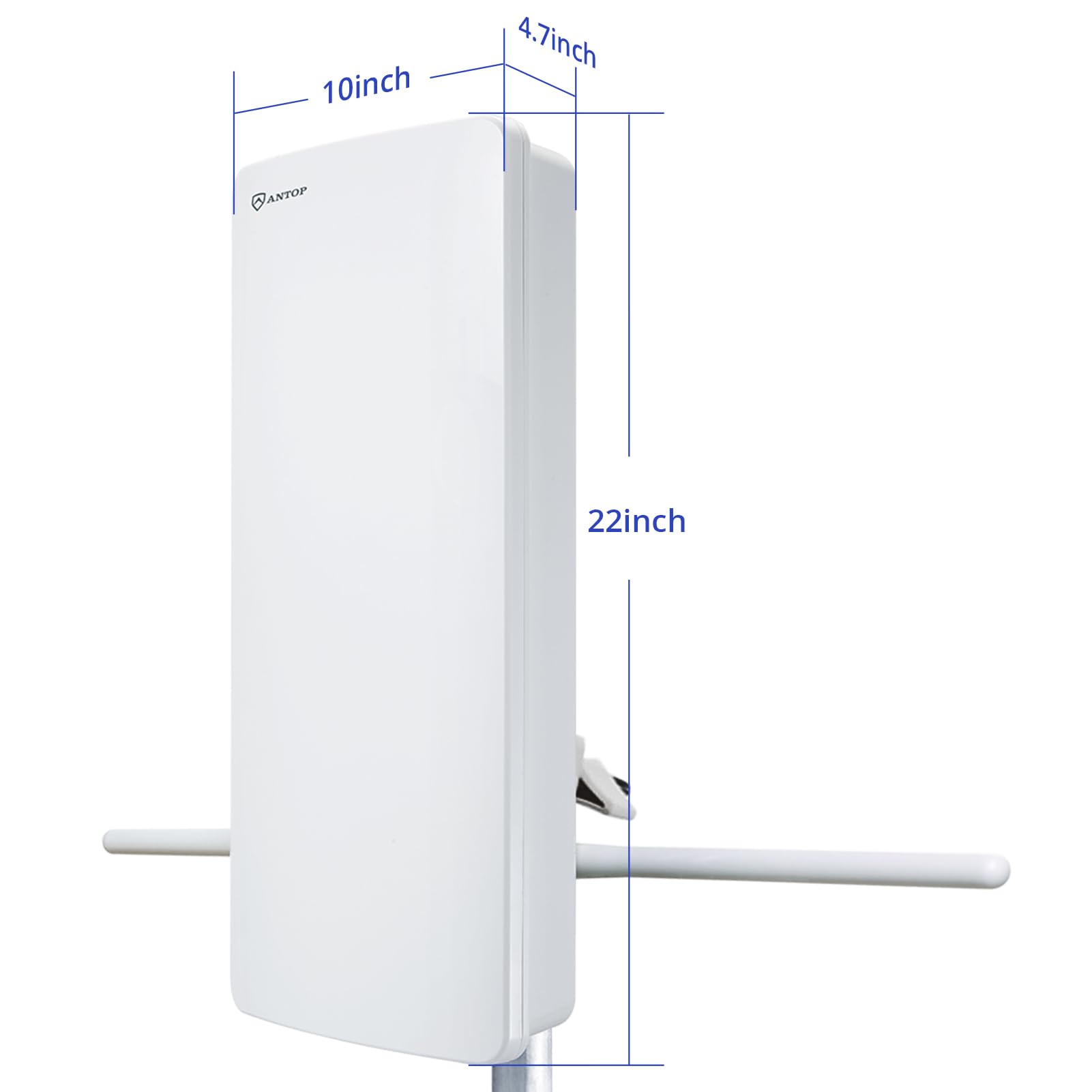 ANTOP AT-800SBS Antena de TV para exteriores mejor calificada 2024 - Antena amplificada HDTV y FM con panel inteligente HD con sistema de impulso inteligente de doble salida