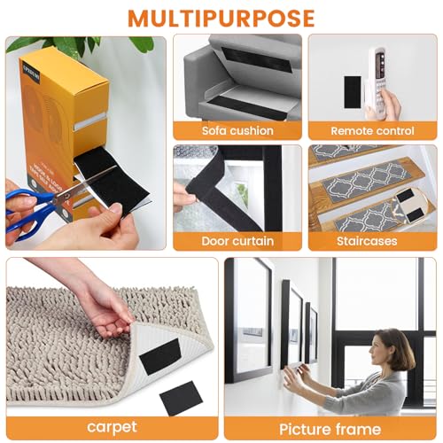UPXDUMI Hook and Loop Tape 50mm x 5m Multipurpose Strong Self Adhesive Strips Heavy Duty Double Sided Sticky Back Roll Suitable for Home Carpet Sofa Picture Hanging Fabric Industrial Outdoor Black - Image 3