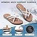 MEGNYA Women's Outdoor Supportive Flip Flops: Comfortable High Arch Plantar Fasciitis Arch Support Hammer Toes HikingSlippers, Casual Flat Feet Orthotic Travel Driving Fashion Sandal White Size 9