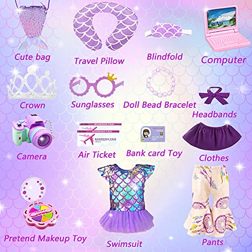 Doll Clothes And Accessories - Travel Play Set For 18 Inch Dolls, Doll Stuff With 18 Inch Doll Clothes, Cute Bag, Swimsuit And Travel Pillow For 18 Inch Girl Doll Girls Gifts #TOP2