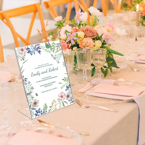 Swanaryo Aufsteller A4, 10 Stück Acryl Tischaufsteller Din A4 Transparent, Werbeaufsteller Schräg L Ständer, Tisch Aufsteller für Büro, Geschäft, Restaurant, Hotel