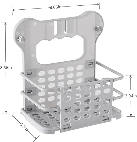 Miniatura 9 de 2 cestas plegables para la ropa sucia montadas en la pared, cesta pequeña de plástico, estantes plegables para colgar en el baño y la cocina,