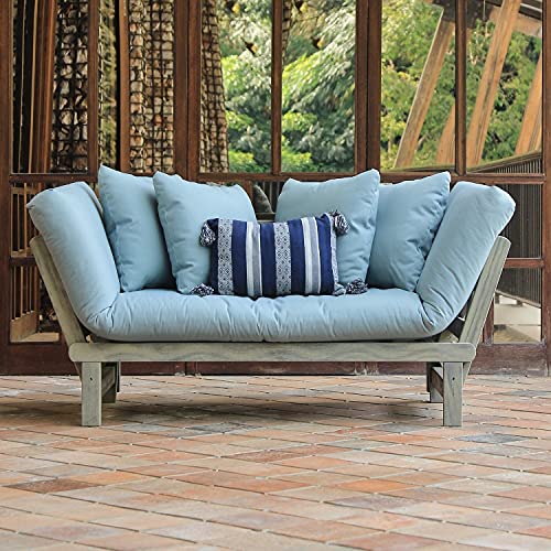 Cambridge Casual West Lake Outdoor Convertible Sofa Daybed, Solid Wood, Weathered Gray/Blue