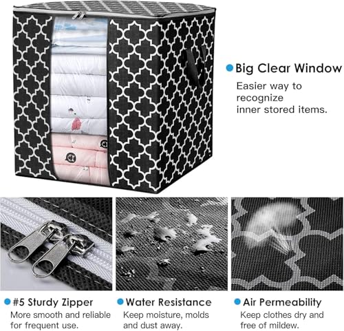 Image of RAAHII 2 piece Large dustproof transparent blanket storage bag for double bed quilt /saree packing bag /lehnga /winter clothes, pillow storage and wardrobe organizing (Black, Pack of 2)