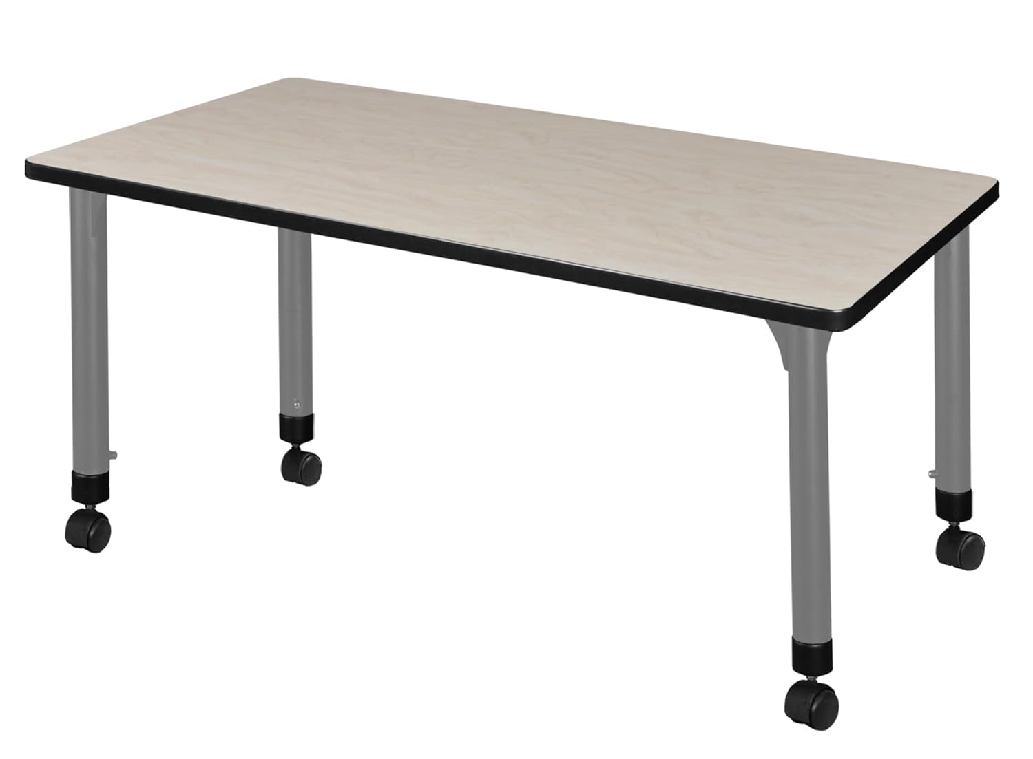 Romig Kee 48 x 30 in. Height Adjustable Mobile Classroom Activity Table- Maple Top & Grey Base