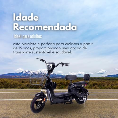 Bicicleta Elétrica VMStark 48V a Bateria Durável Preto com Motor Resistente 350W e Controlador Para