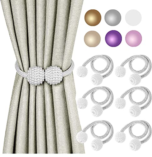 Magnetic Curtain Tiebacks, Window Drapes Tie Backs Holders For Home Bedroom Office Decorative European Style Curtain Holdbacks (3 Pair, White) #TOP30