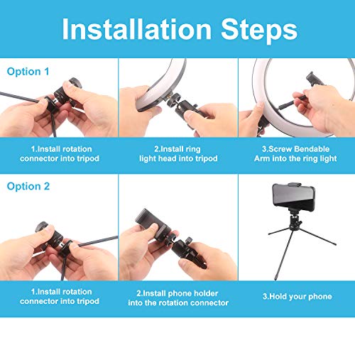 qOXOp LED-Selfie-Ringlicht mit Handy Stativ und Telefonhalter und Fernbedienung, 3 Lichtmodi +10 Helligkeitsstufen, 10… – Bild 6