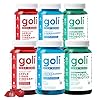 Goli Zero Sugar 6 Pack Bundle - World's First 3-in-1 Pre, Post, Probiotic, Apple Cider Vinegar with Vitamin B12 and Probiotics to Address Bloating, Ashwagandha & L-Theanine, Vitamin D Gummies