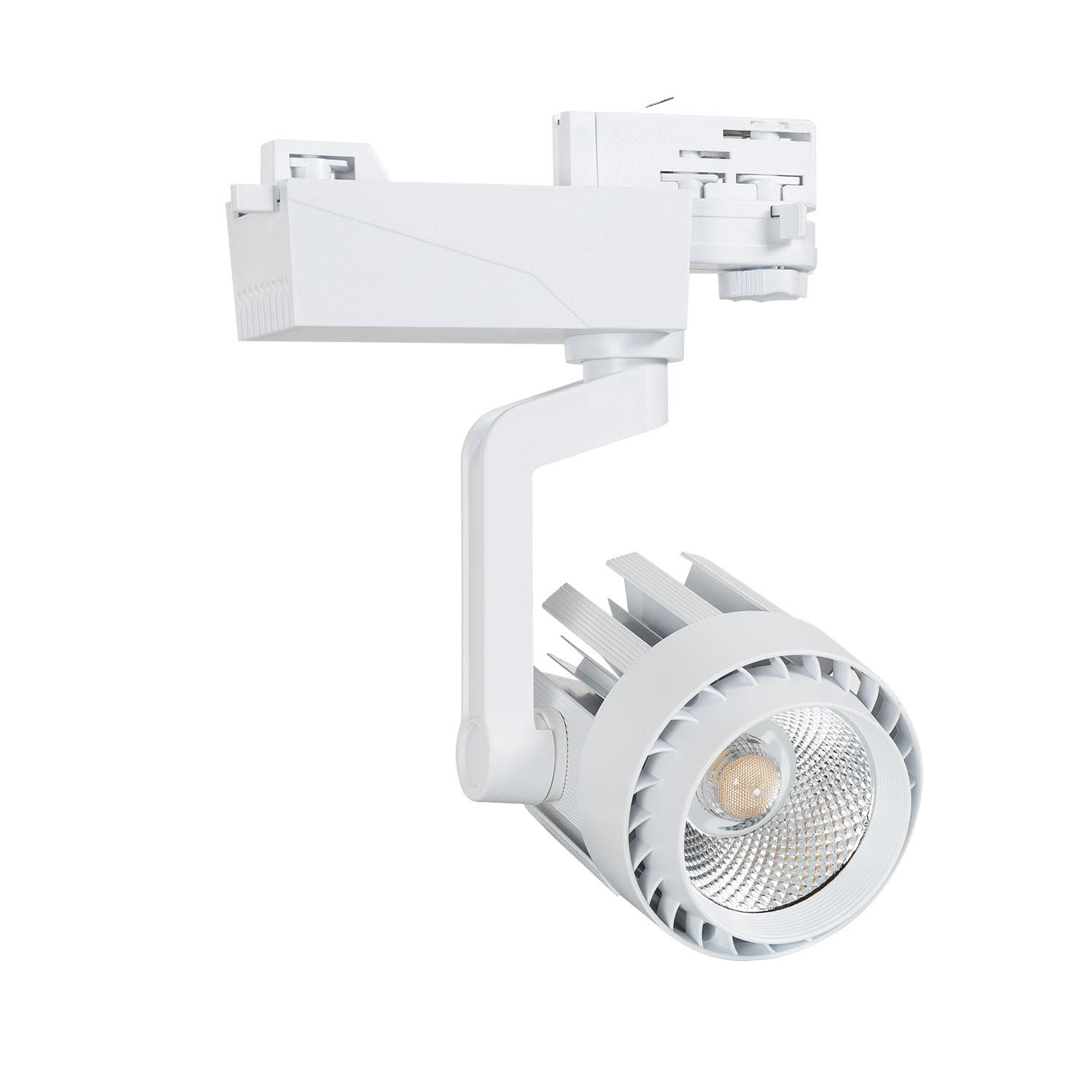 LEDKIA LIGHTING - Faretto LED Binario Trifase 30W Dora | Tecnologia COB | Angolo Luce 36º | Applicazione Showroom e Negozi, Bianco Caldo 2700K, Policarbonato