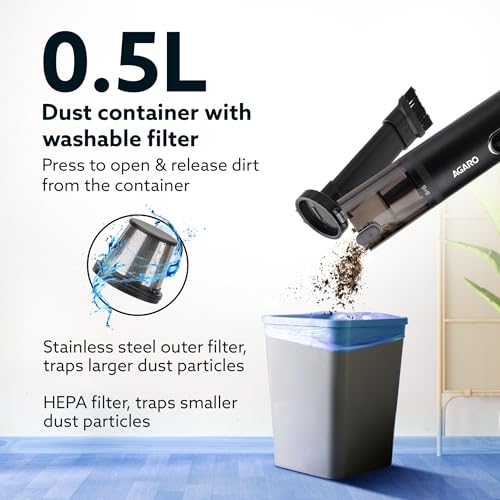 Image of AGARO Royal Mini Hand Held Vacuum Cleaner, Portable Car Vacuum, 13 kPa Powerful Suction Vacuum Cleaner, Low Noise, Rechargeable, Mini Hand Held Vacuum for Car Home Pet Office