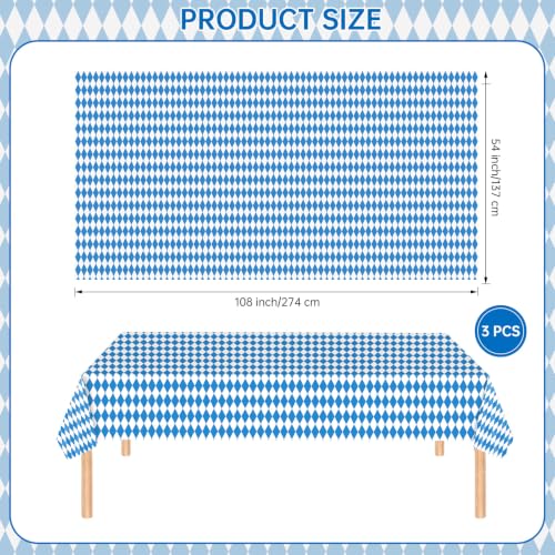 Hayfige 3 Pack Oktoberfest Tablecloth - Blue and White Checkered Tablecloth, German Beer Table Cloth Rectangular, Bavarian Table Cover for Beer Festival Oktoberfest Decorations Party, 54 x 108 inch - image 2