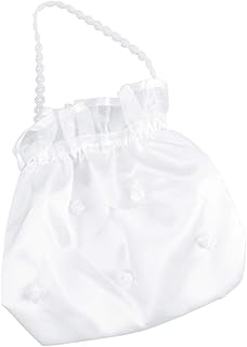 1Pc Bride Bag, Satin Money Bag Wedding Bag Bride Purse Wedding Clutch Bridesmaid Bags Wedding Purse White Satin Flower Decorated Bag for Bridal Showers Women Handbag Wedding Favors