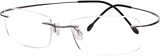 Agstum Reines Titan randloser Rahmen optische Scharnierbrille für Damen und Herren, grau, M