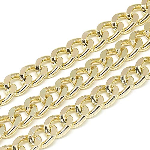 Pandahall 82 Feet Aluminum Curb Chains Strong Twisted Links 11x8.5x2.2mm Golden Cross Cable Link Chains for Bracelet Necklace Jewelry Making