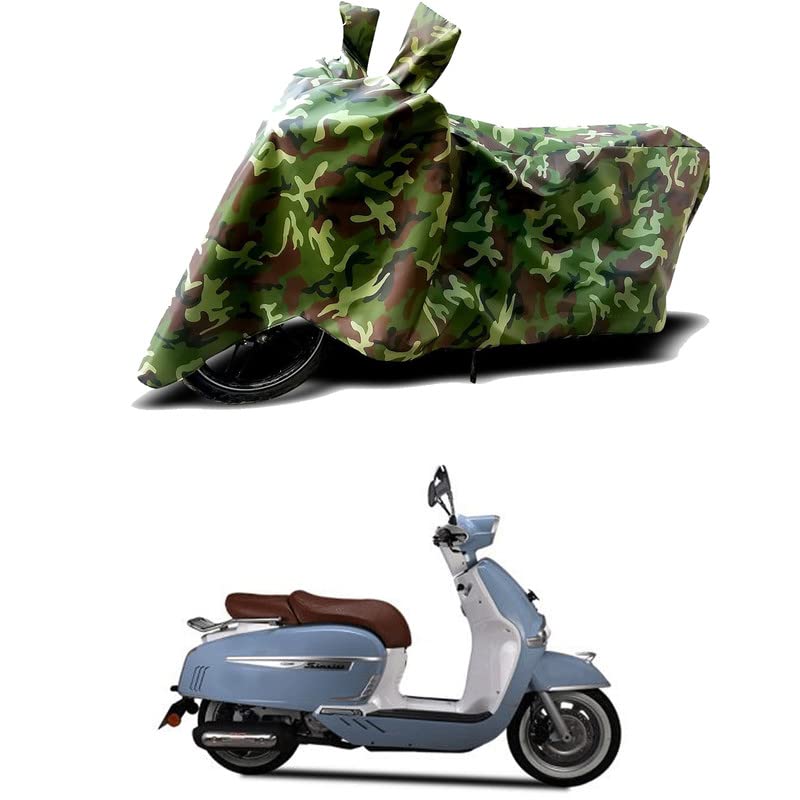 Image of 100% Water Resistant Bike Scooty Two Wheeler Body Cover Compatible for Keeway Sixties 300i Light /UV-Rays /Heat Protection /Birds Dropping /Scratchproof /Dust Proof /Waterproof /All [Green MJ]
