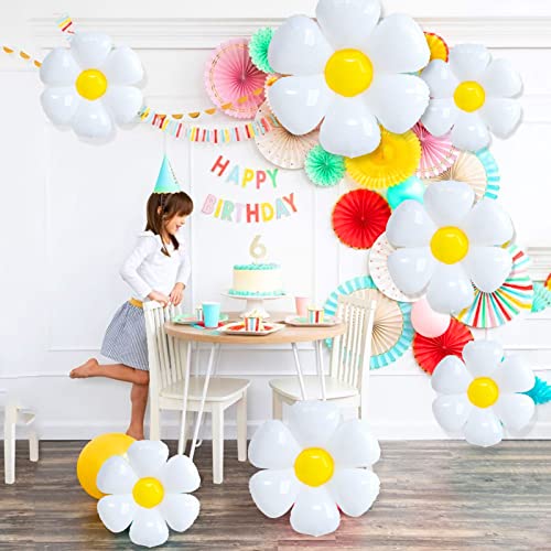Cadeya 10 Pcs Daisy Balloons, Huge White Flower Aluminum Foil Balloons For Birthday, Baby Shower, Wedding, Daisy Party Decorations Supplies #TOP3