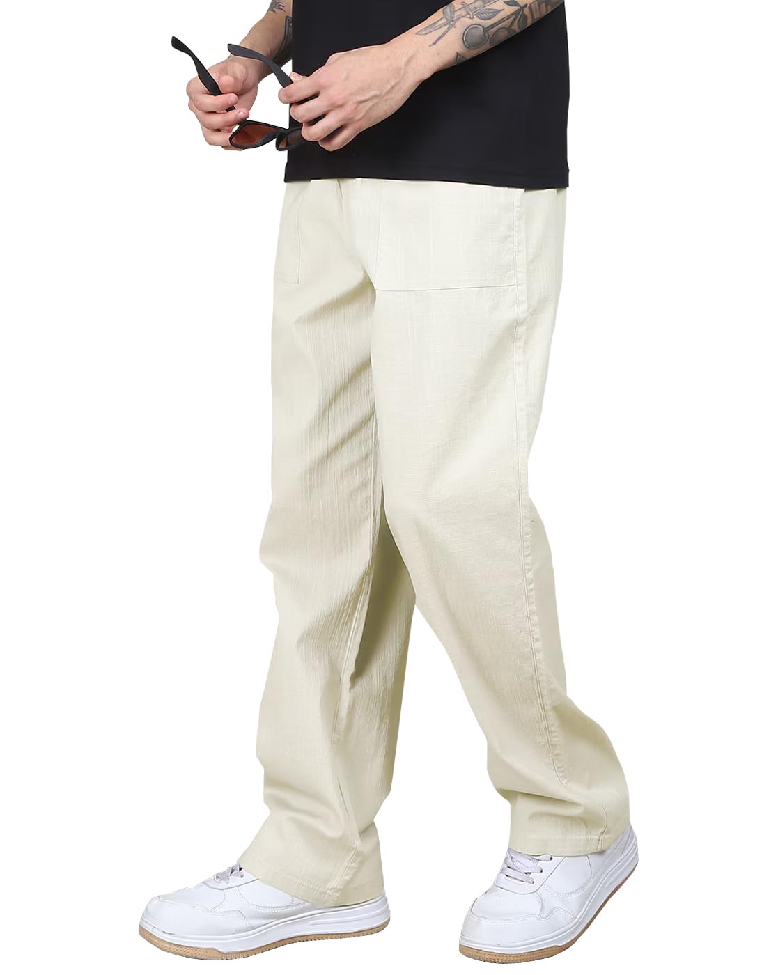 Gradual Men Mid Rise Linen Casual Trouser Pant | Loose Fit Track Pants | Formal Causal Regular & Relaxed Cargo | Summer| Lilen Trouser for Men (0052)-picture-48
