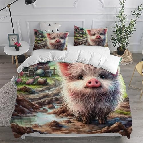 Housse de couette petit cochon 200x200 cm en microfibre - 6