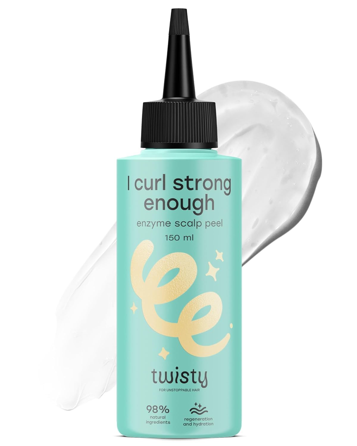 TWISTY I Curl Strong Enough - peeling enzymatyczny do skóry głowy z kwasami AHA, oczyszczający i wspomaga mikrokrążenie, 98% naturalny, bez silikonów – 150 ml
