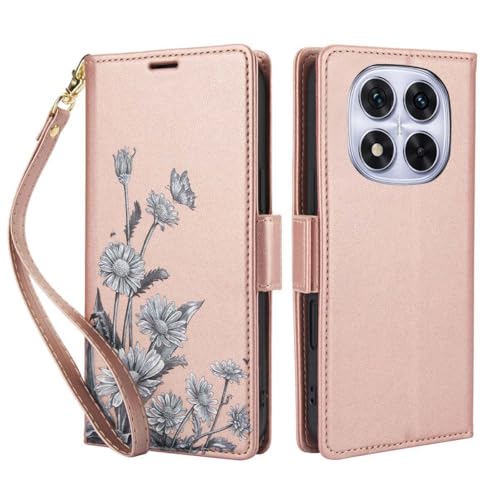 Funda Tipo Cartera Para Xiaomi Redmi Note 14 Pro 4G/5G, Note 14 Pro Plus 5G Y Poco X7, Con Bloqueo RFID, Soporte, Ranura Para Tarjetas, Piel Sintética Y Cierre Magnético, Rosa
