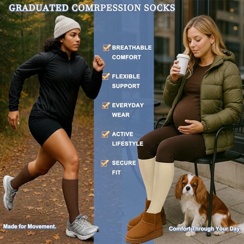 Image of Sooverki Compression Socks for Women and Men Circulation (3 /4 Pairs) is Best Support for Running Athletic Cycling Hiking