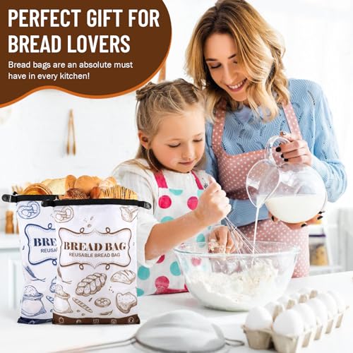 Bread Bags, 2 Packs Bread Bags for Homemade Roti, Reusable Sourdough Storage Bag With Zipper, Large Freezer Container Bread Boxes to Keep Roti Fresh
