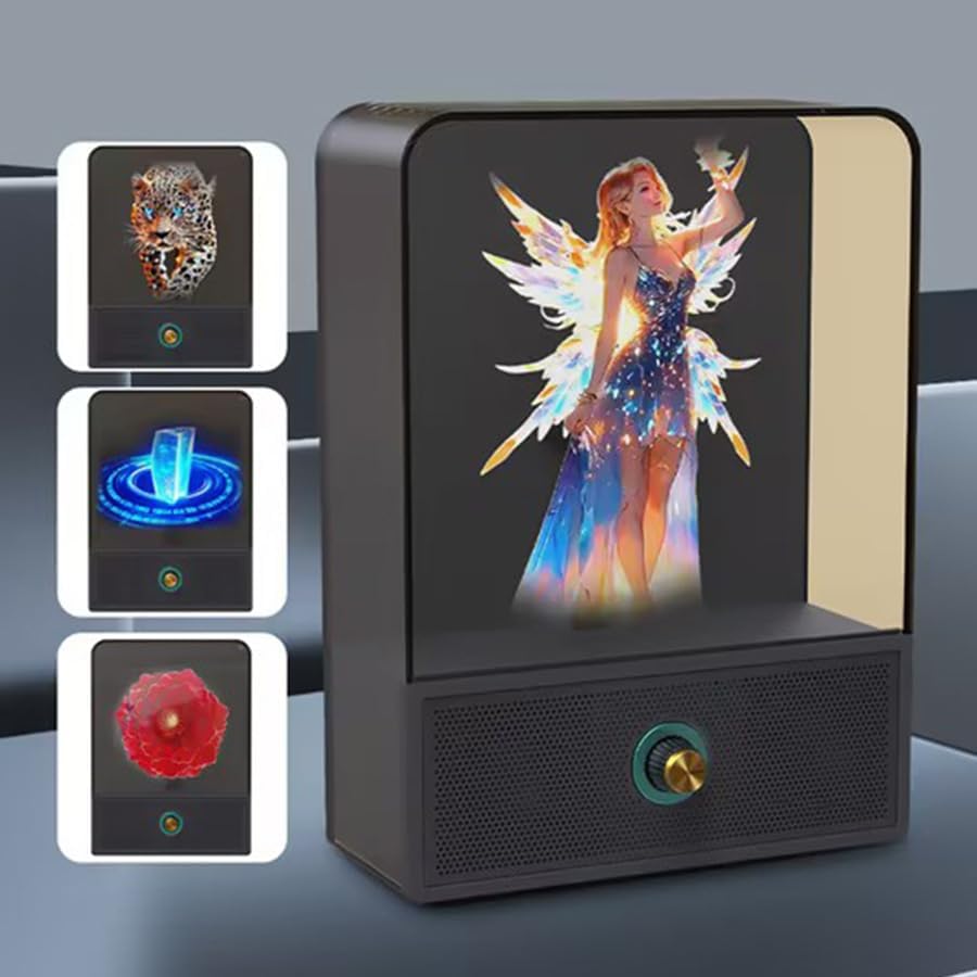 3D Holographic Smart Bluetooth Speaker, Customizable Animation Display Desktop Audio, Premium Desk Setup Stereo Wireless Speaker with Bluetooth 5.4, 16W Dual Magnetic Drivers, App Control, AUX/TF Card