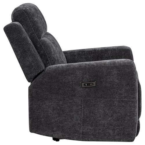 Sillón reclinable chenille color gris oscuro miniatura 7