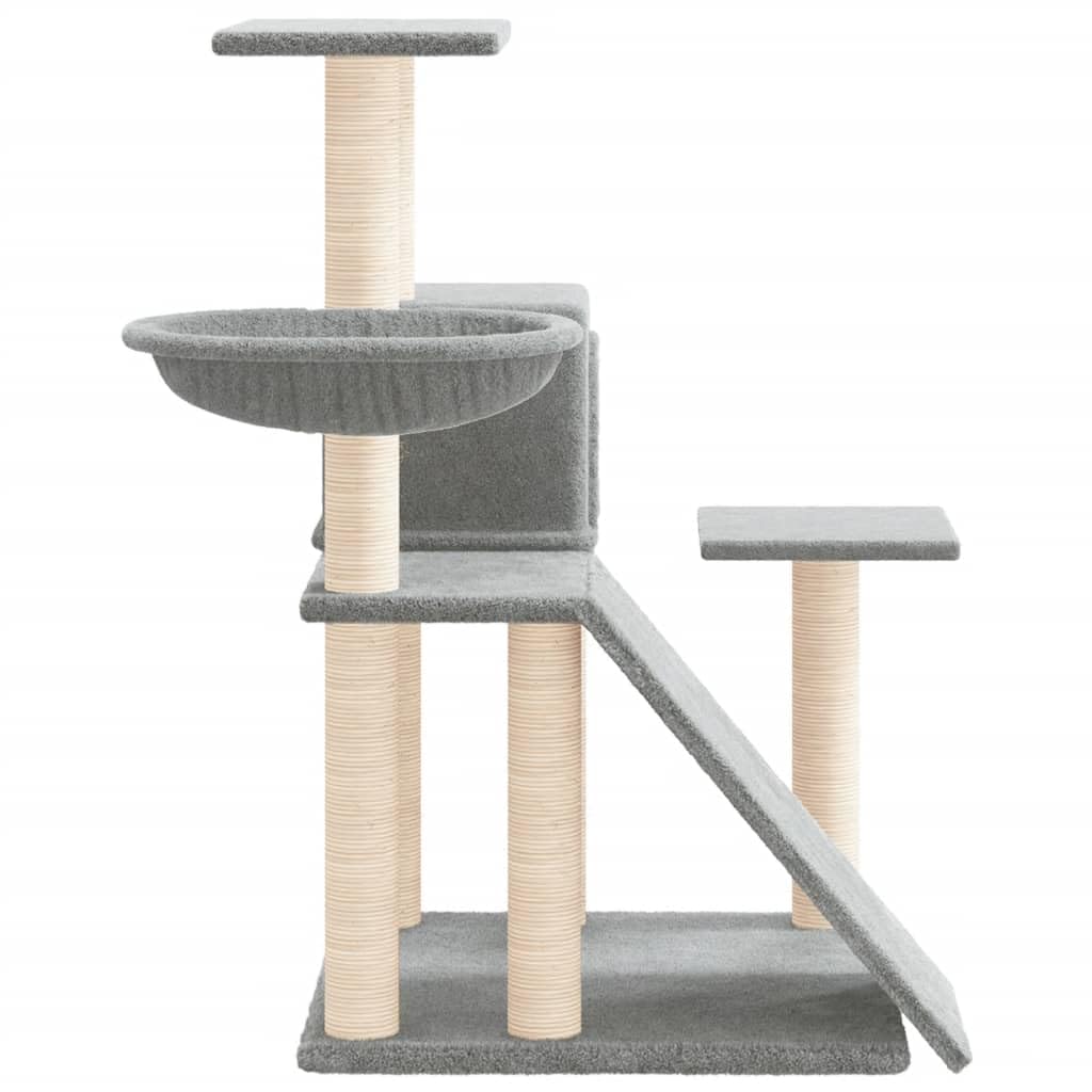 Tiragraffi con sisal e amaca, grigio chiaro, 82 cm | Stazione da arrampicata compatta per il soggiorno con morbida grotta, scala e lettino per la cura degli artigli.