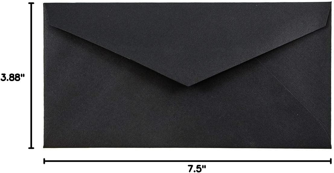 JAM PAPER Monarch Premium Envelopes - 3 7/8 x 7 1/2 - Black Linen - 100/Pack