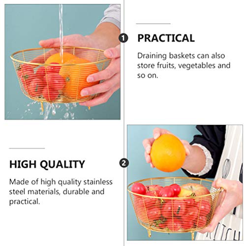 NICEXMAS Cesta de Escorredor de Frutas Vegetais Arame de Metal Tigela de Vegetais Cestas de Lavagem