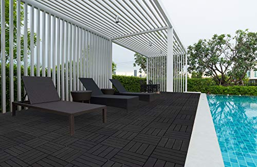 Asteroutdoor Interlocking Deck Tiles Plastic Waterproof Outdoor Flooring 12" X 12" For Patio Garden Deck Poolside Indoor Outdoor, 27 Pcs, Gray #TOP1