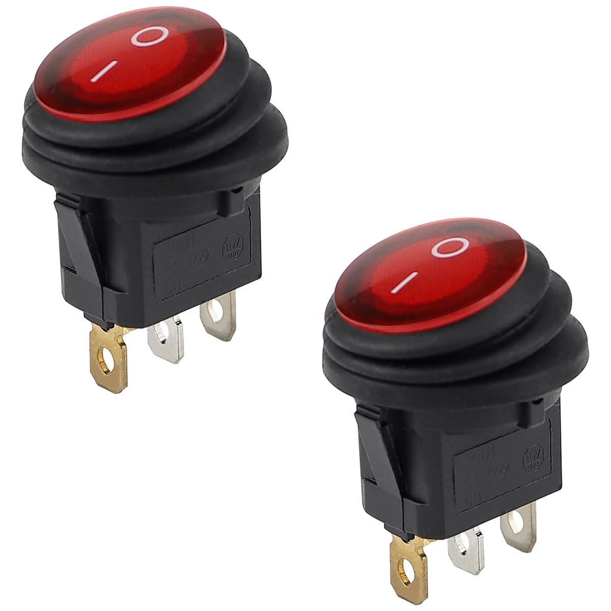 Amazon.com: 2 Pcs 12V Waterproof Rocker Switch, 3 Pin LED Lighted ...