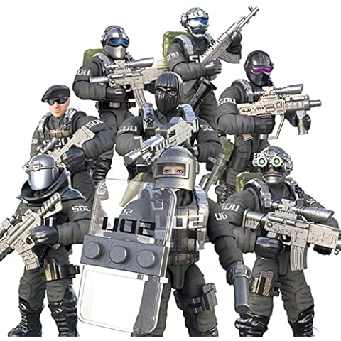 MEIEST SWAT Model Equipment Assembly Building Block Toys,8 PCS City Police Action Mini-Figures with Multiple Military Weapons Accessories,Party Favors Set Cover