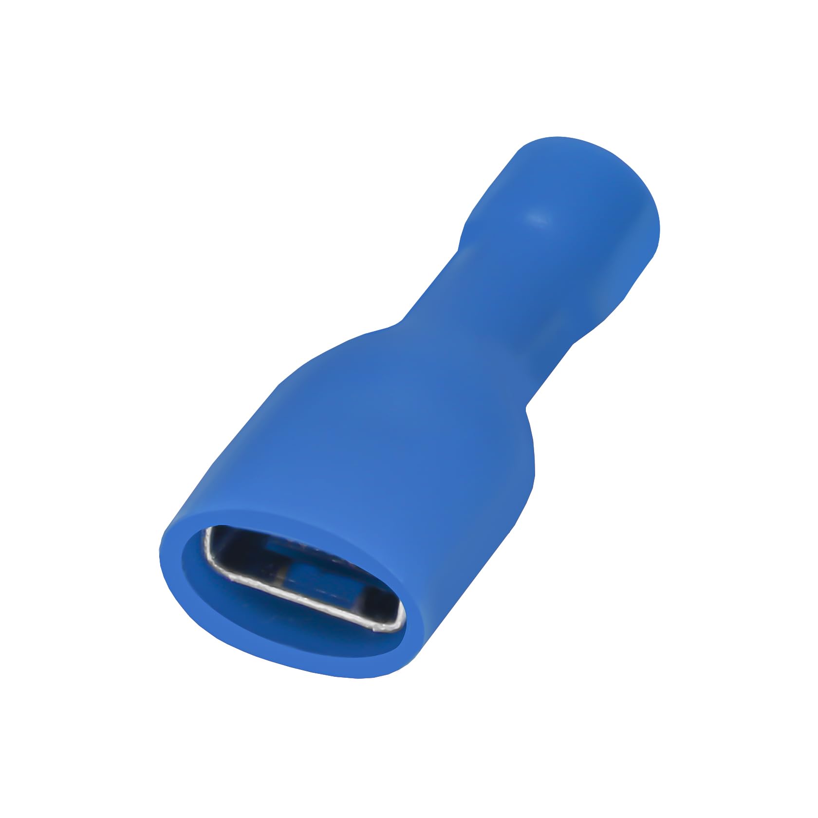 Heschen 100 terminali per cavo femmina in vinile completamente isolati, 6,3 x 0,8 mm, per 1,5 – 2,5 mm² (16 – 14 AWG) blu