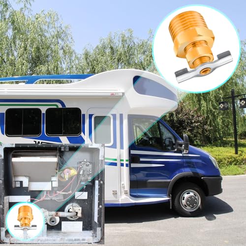 Image of 1 /2'' RV Water Heater Replacement Drain Valve,Upgraded Durable Brass Drain Plug for Replace RV Camper Trailer faulty Plastic Plug without leaking (2-Pack Valve)
