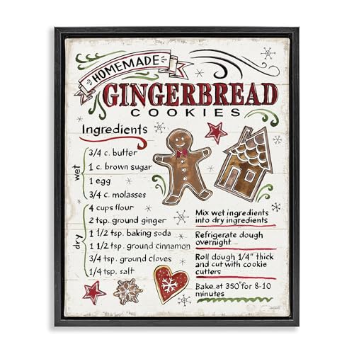 Holiday Gingerbread Cookies Recipe, 24 x 30 Inch Canvas in Floater Frame