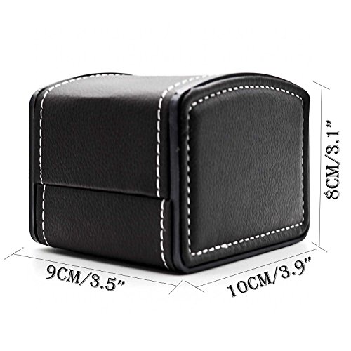 Aveson Watch Box Holder Organizer, Pu Leather Travel Jewelry Bracelet Storage Gift Case Single Grid, Black #TOP2