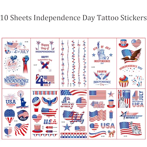 Kehkfsef 4Th Of July Independence Day Tattoo Sticker Usa American Flag Hat Statue Of Liberty Patriotic Design Fake Tattoos Memorial Day Tattoos Waterproof Face Body Arm Tattoos Party Supplies For Kids Adult thumb #3