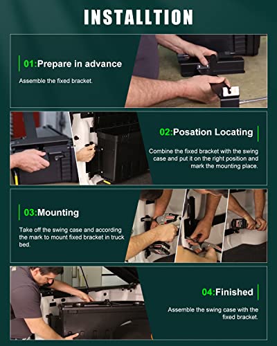 Scitoo Truck Bed Storage Tool Box Fit 180° Rotating For Chevrolet Silverado 1500 2019-2022, For Gmc Sierra 1500 2019-2022 Left Side Waterproof Black #TOP5