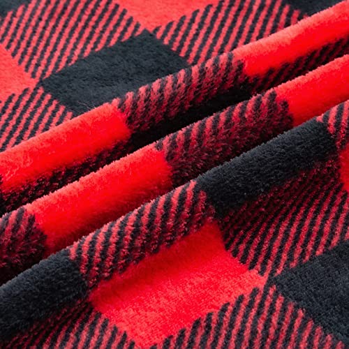 Image of BEDELITE Plaid Fleece Throw Blanket, Red & Black Buffalo 50x60 Throw