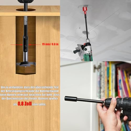 2 Stück Bohrer Verlängerung Set, 4.5Inch und 7Inch lange Forstnerbohrer-Verlängerungen, für forstnerbohrer mit 3/8-schaft, für die Bearbeitung von Holzmöbeln, Holz