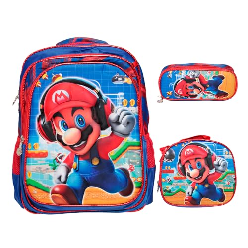 Kit Mochila Infantil Masculina Grande Alça Costas Lancheira