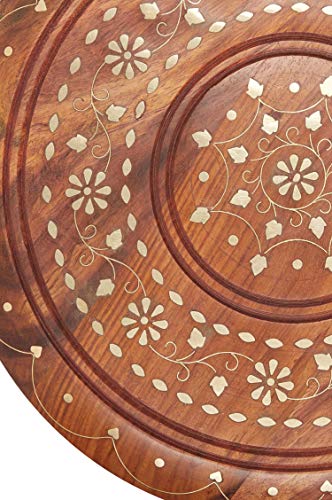 Marokkanischer Tisch Beistelltisch aus Holz Caglanur Braun ø 30cm groß rund | Orientalischer runder Hocker Blumenhocker… – Bild 6