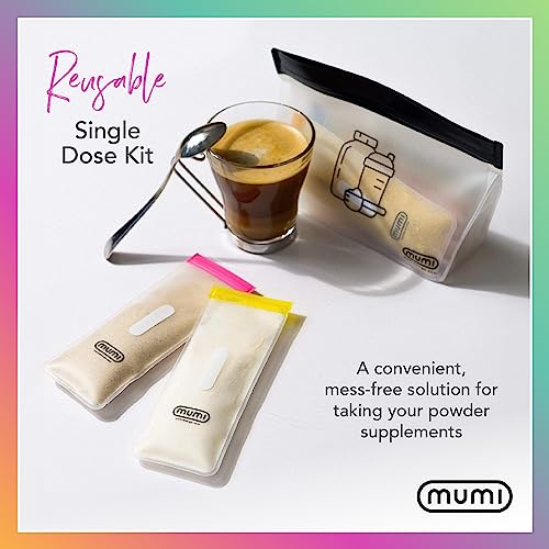Mumi SDK001 Single Dose Kit - 7Pc (2.36 Inch X 6.14") Single Dose Reusable Powder Supplement Packets - 8 Inch X 5 Inch Powder Travel Containers Zip Up Bags thumb #1
