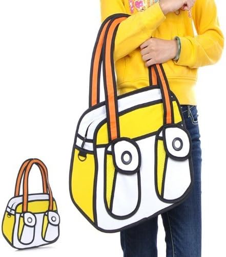 Tinypony 2D Drawing3D Jump Lovely Comic Canvas Bag Yellow Bag