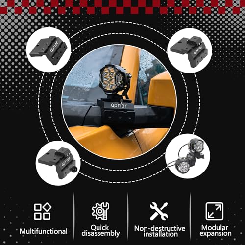Image of Upgraded Quick Release Dual A-Pillar Light Mounts for Frod Bronco 2021-2026 Non-Destructive Installation, Modular Brackets for Offroad LED Pod Lights & Ditch Lights(No Drilling)